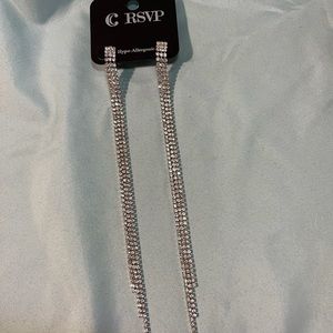 3 Strand diamond bling 6.5 inch pierced earrings